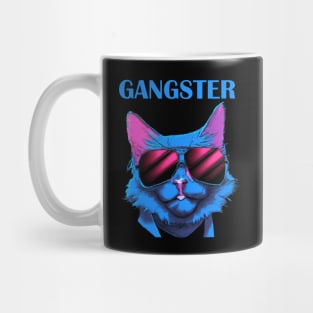 Gangster Cat Synthwave Retro Mug